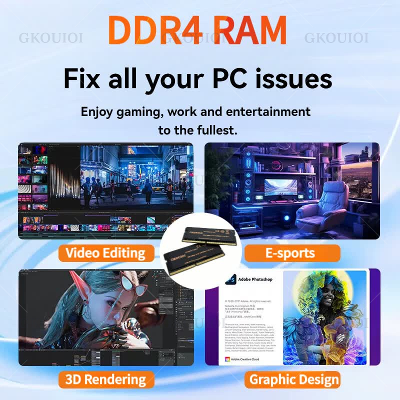 ذاكرة رام GKOUIOI DDR4 بسعات 4 - مراجعة Ddr4 3200Mhz وسعره